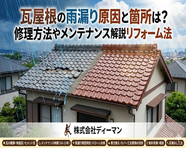 瓦屋根の雨漏り原因と箇所を特定？修理方法やリフォーム法を解説