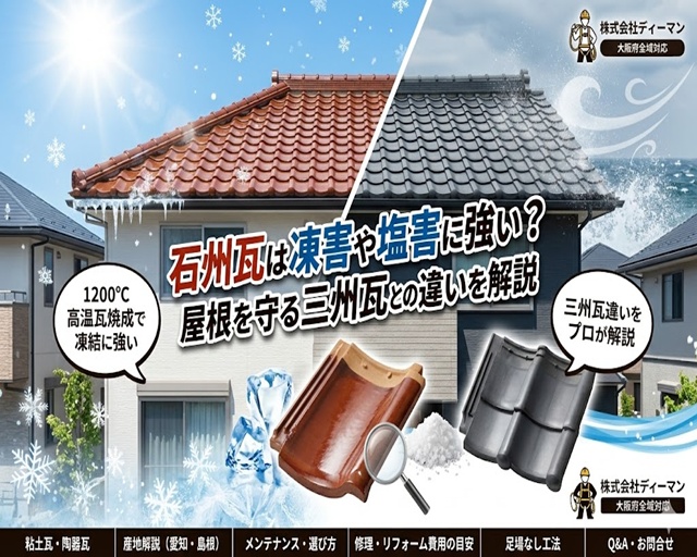 石州瓦は凍害や塩害に強い？屋根を守る三州瓦との違いを解説